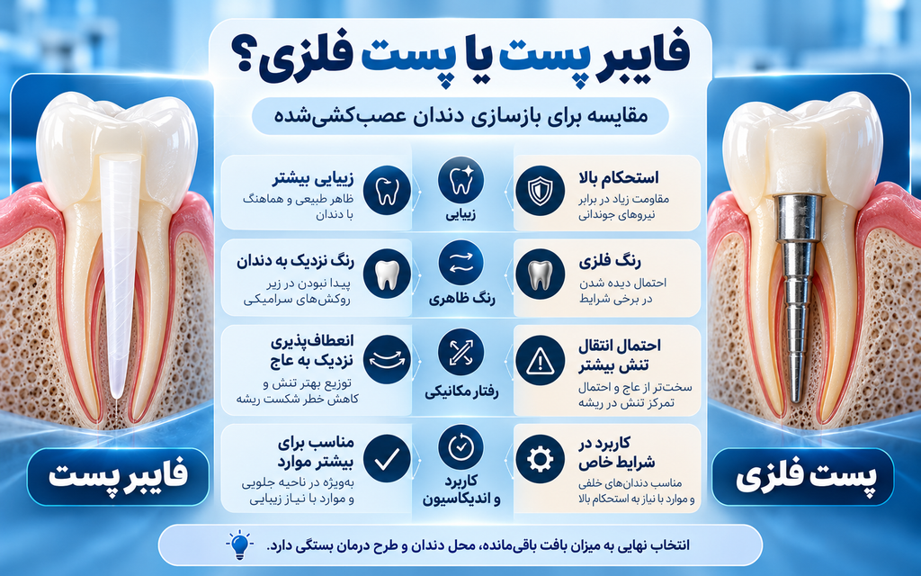 تفاوت فایبر پست و پست فلزی